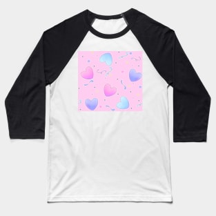 Fairy Kei Hearts on Pink Baseball T-Shirt